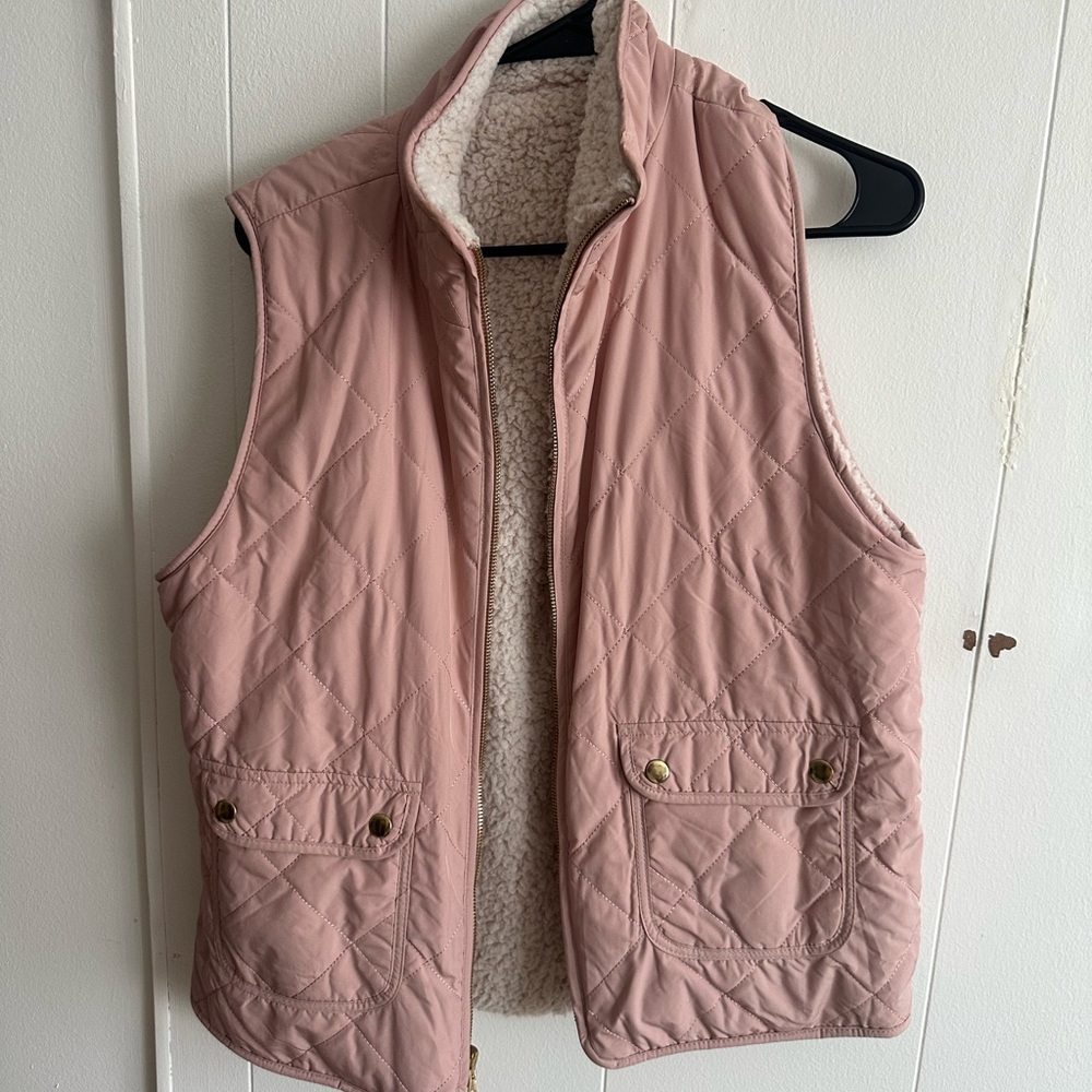 Quilted Pink Vest with Pockets